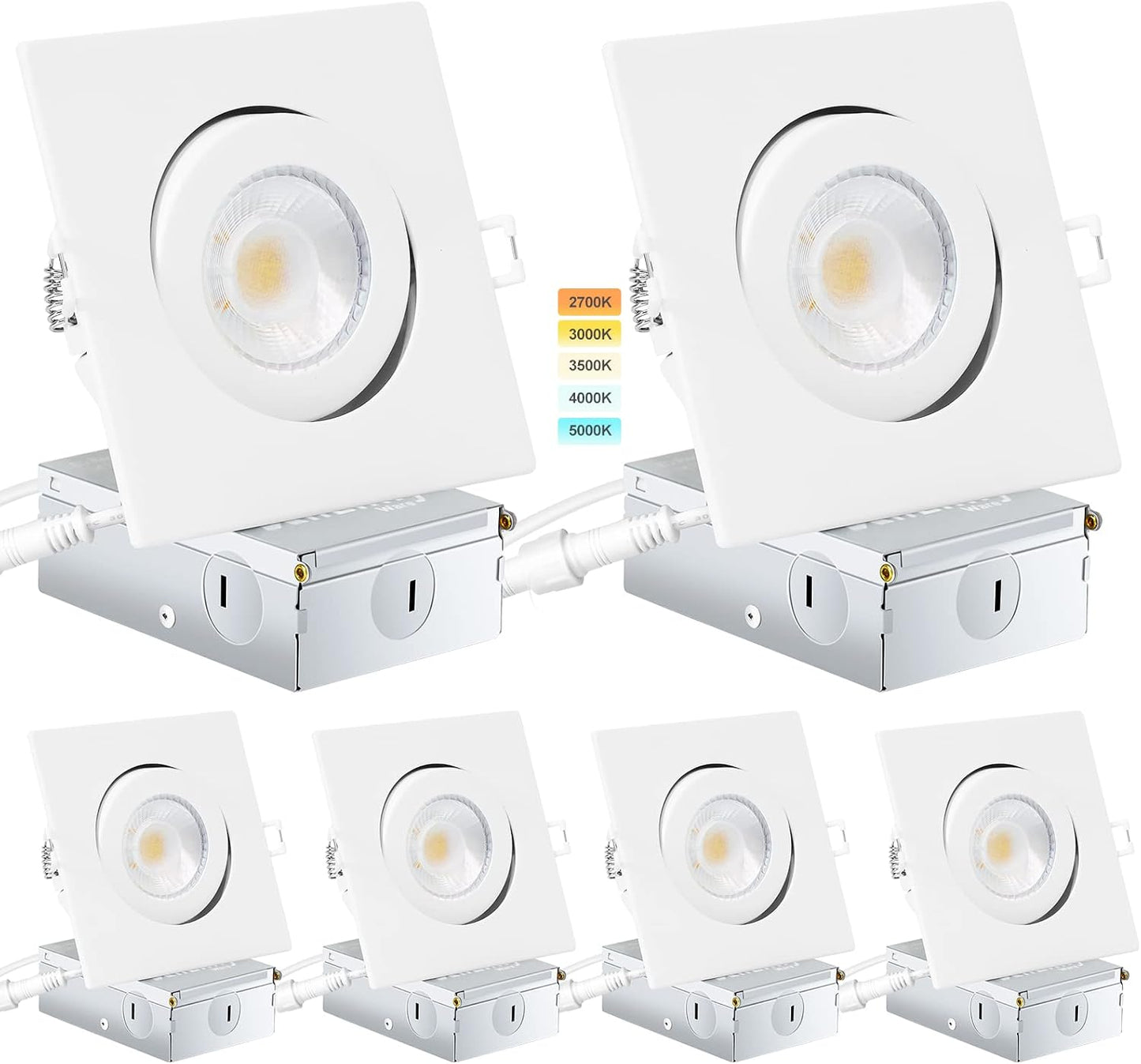 Iluminación empotrable cuadrada 4pulg pack 6 luces LED