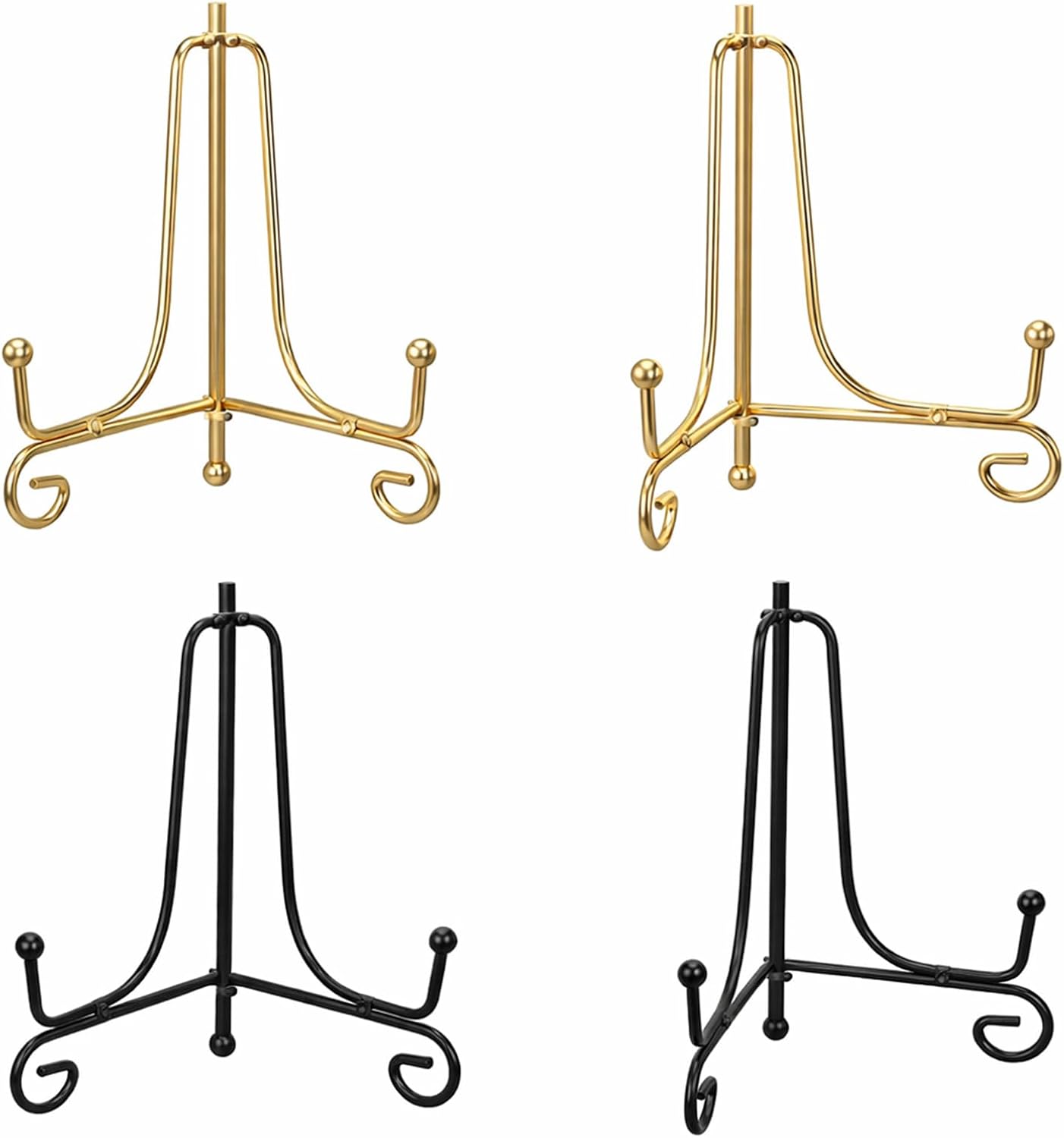 Soportes para platos y objetos de metal dorado 4 pulgadas