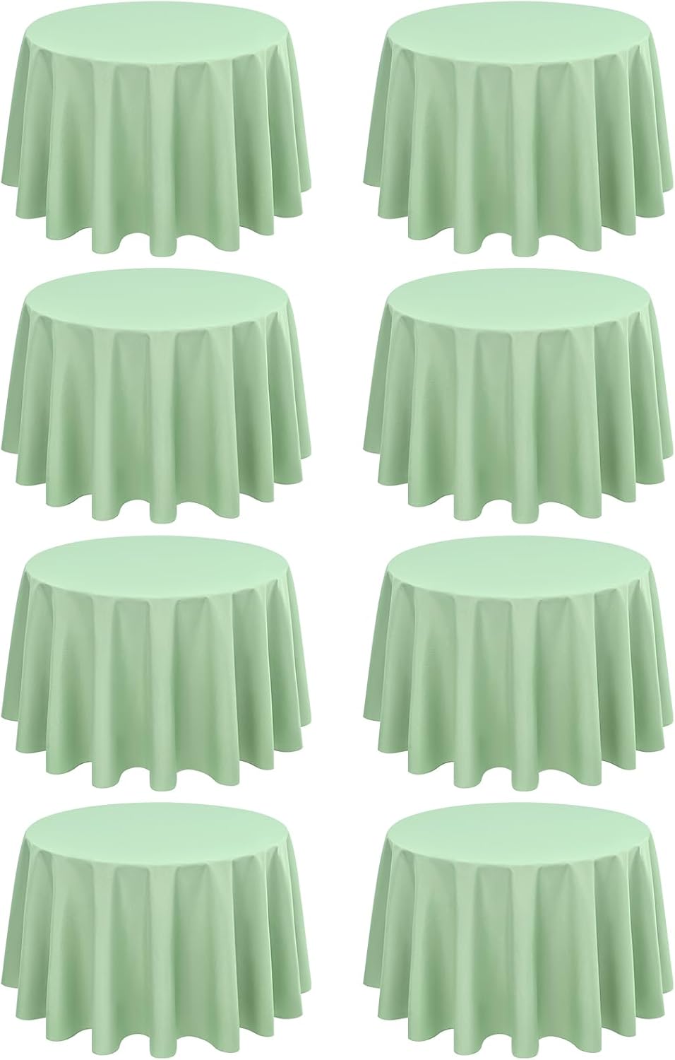 8 Manteles Redondos Poliéster 70pulg Verde Salvia