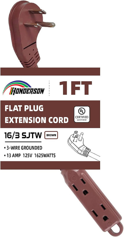 Extensor enchufe plano 3 salidas UL 16/3 SJTW 13A marrón