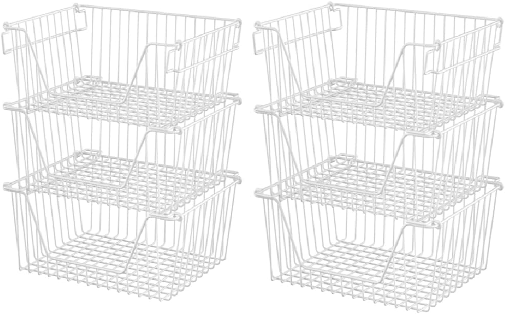 Canasta Almacenamiento Metal 14" Apilable Estilo Granja