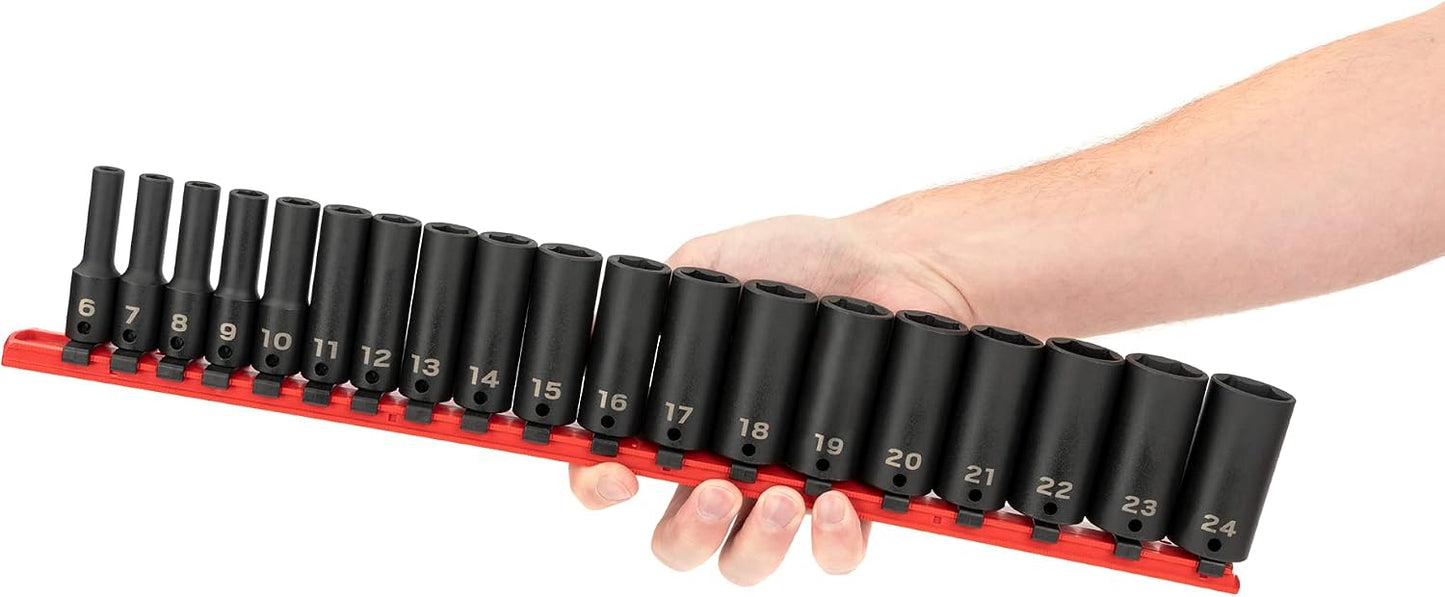 Set dados impacto 3/8pulg riel 19pzas
