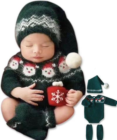 Traje Papá Noel recién nacido disfraz foto con sombrero Navidad