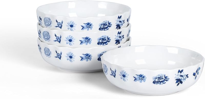 Set 4 Pzas Cuencos Porcelana Hueso Azul