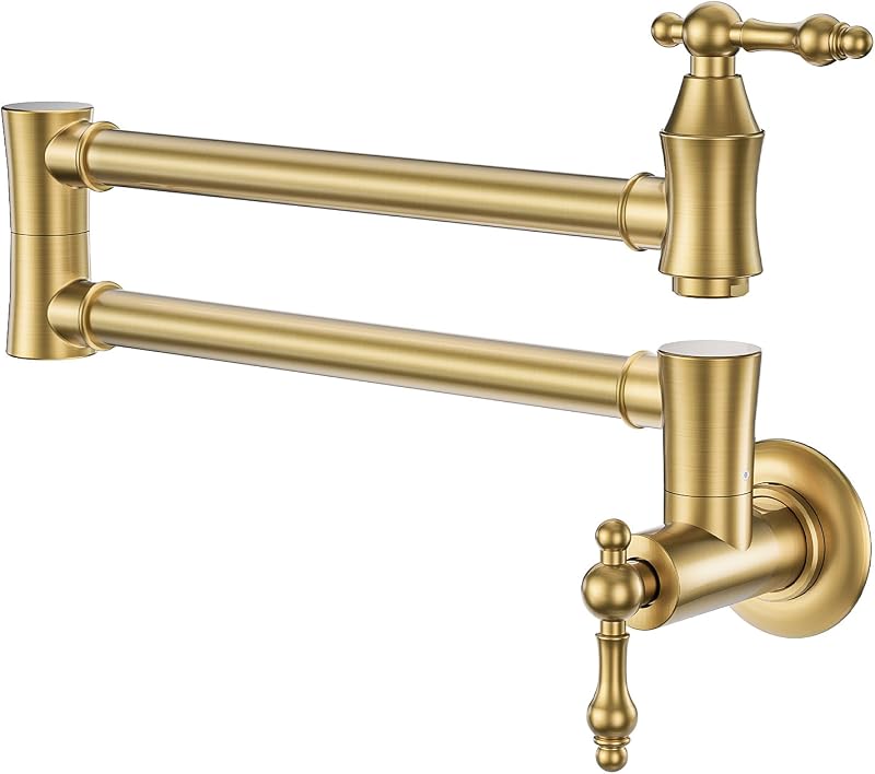 Grifo cocina oro cepillado brazos oscilantes latón