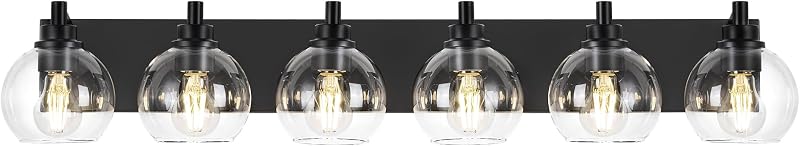 Aplique baño 38" 6 luces pantalla vidrio esférico