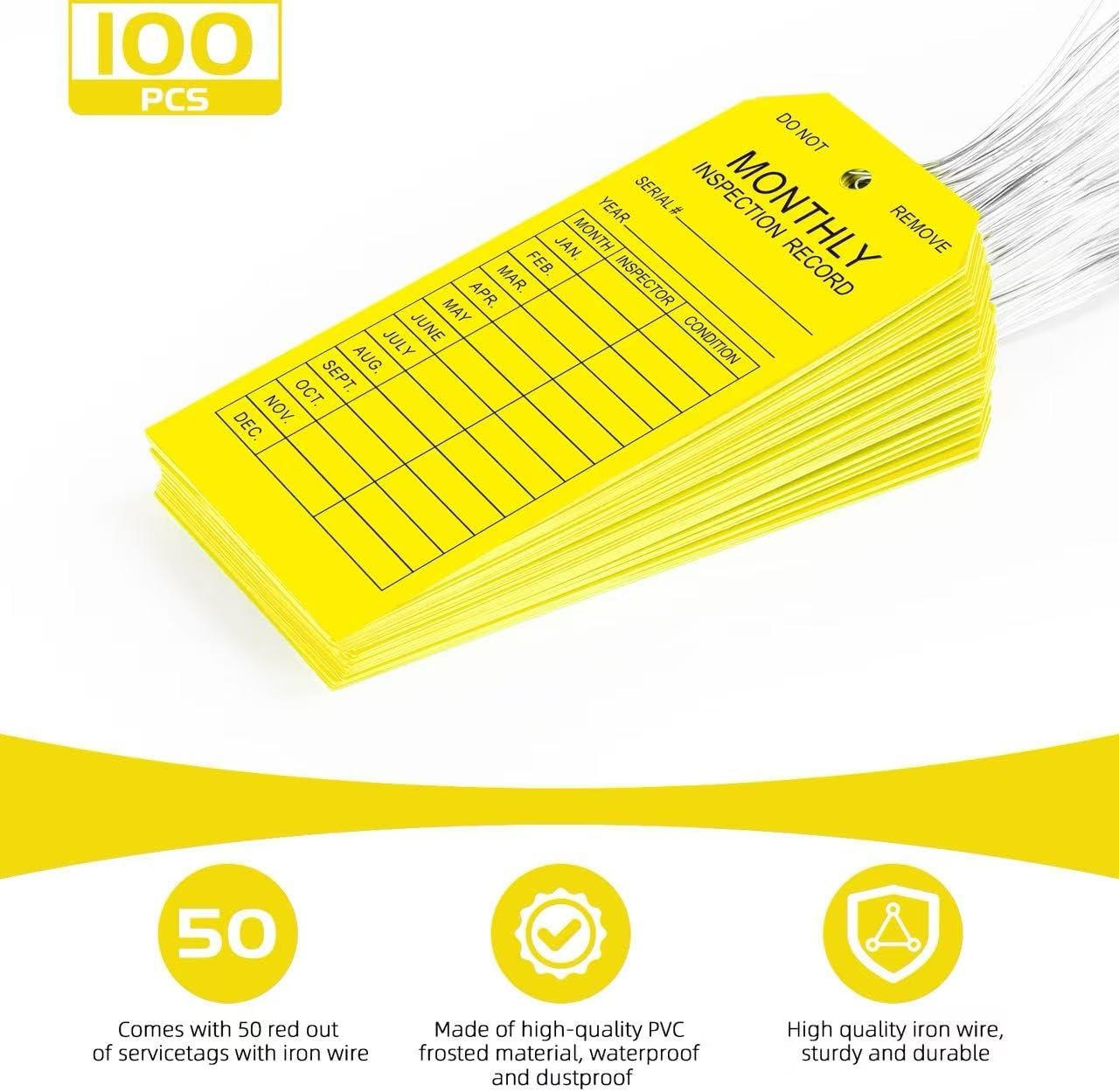 Etiquetas inspección andamios escaleras 100 pzas PVC resistente