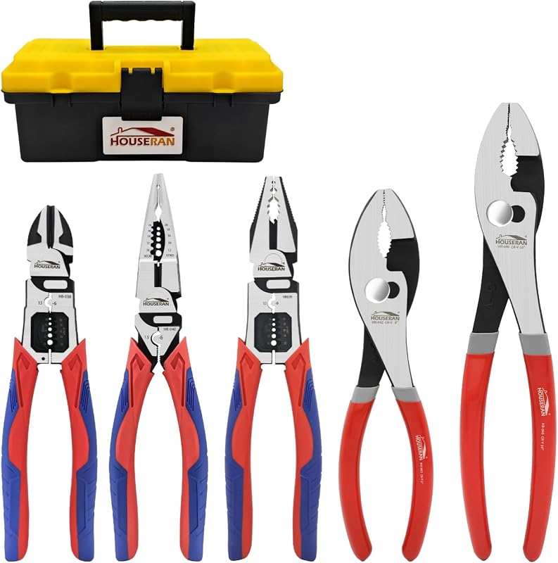 Set 5 Pzas Alicates con Estuche 8-10pulg Bricolaje