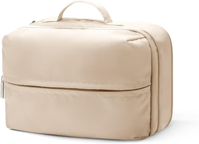 Bolsa cosméticos viaje mujer estuche portátil gran apertura caqui
