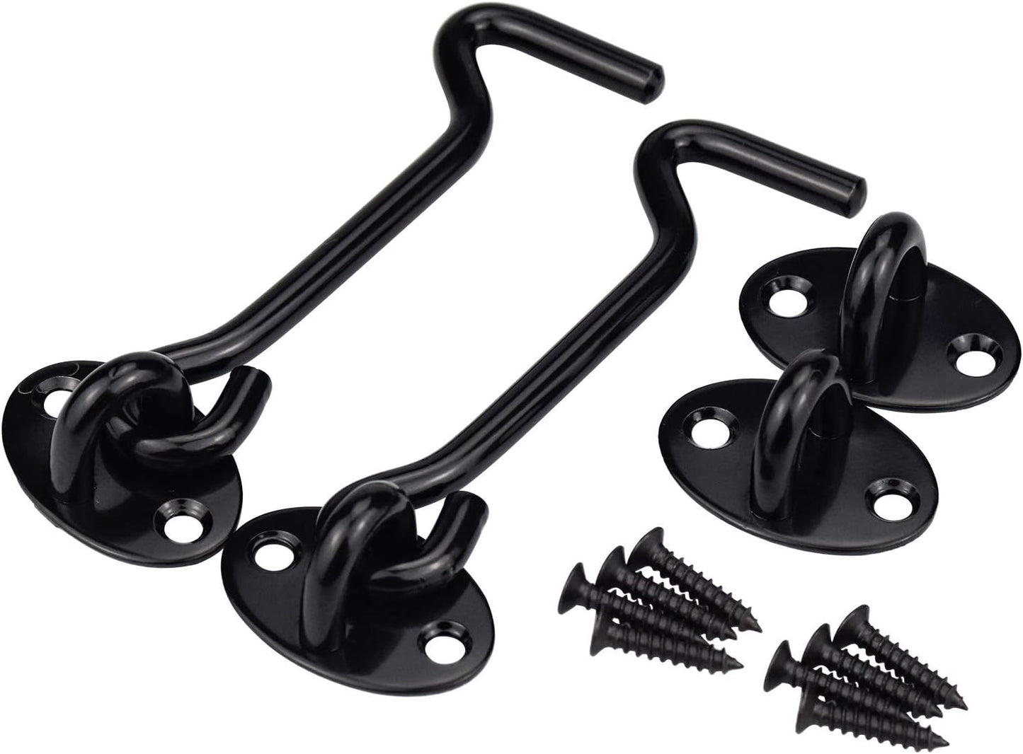 3 Cierres Gancho Ojal 4" Acero Inox Negro Puerta Cabina