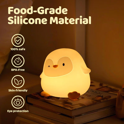 Luz nocturna silicona pingüino para niños con temporizador