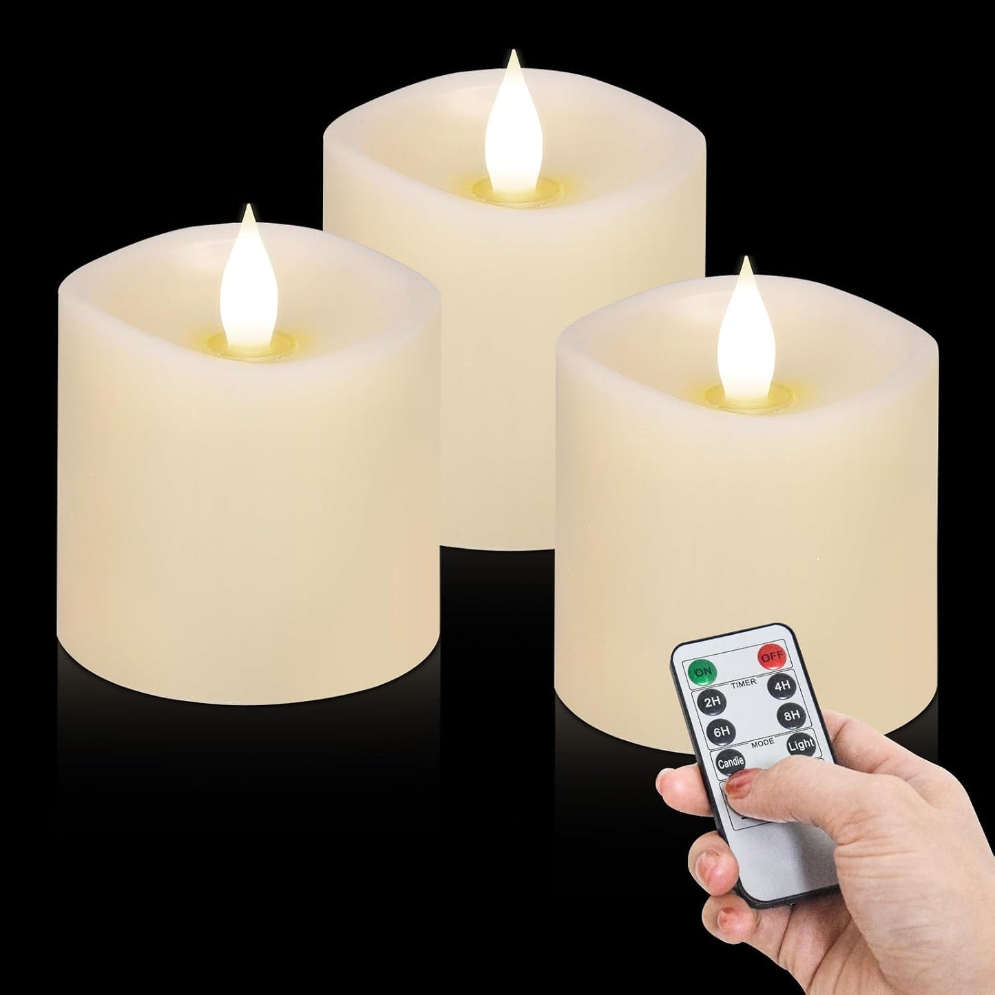 3 Pzas Velas LED Parpadeantes Sin Llama 3pulg Control Remoto