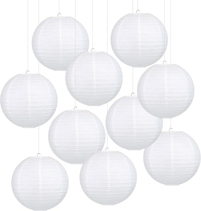 Linternas papel redondas blancas 6pulg 10uds
