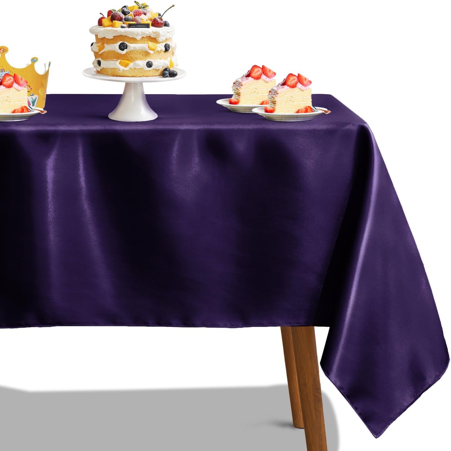 Mantel satén morado 54x54pulg cuadrado brillante para comedor