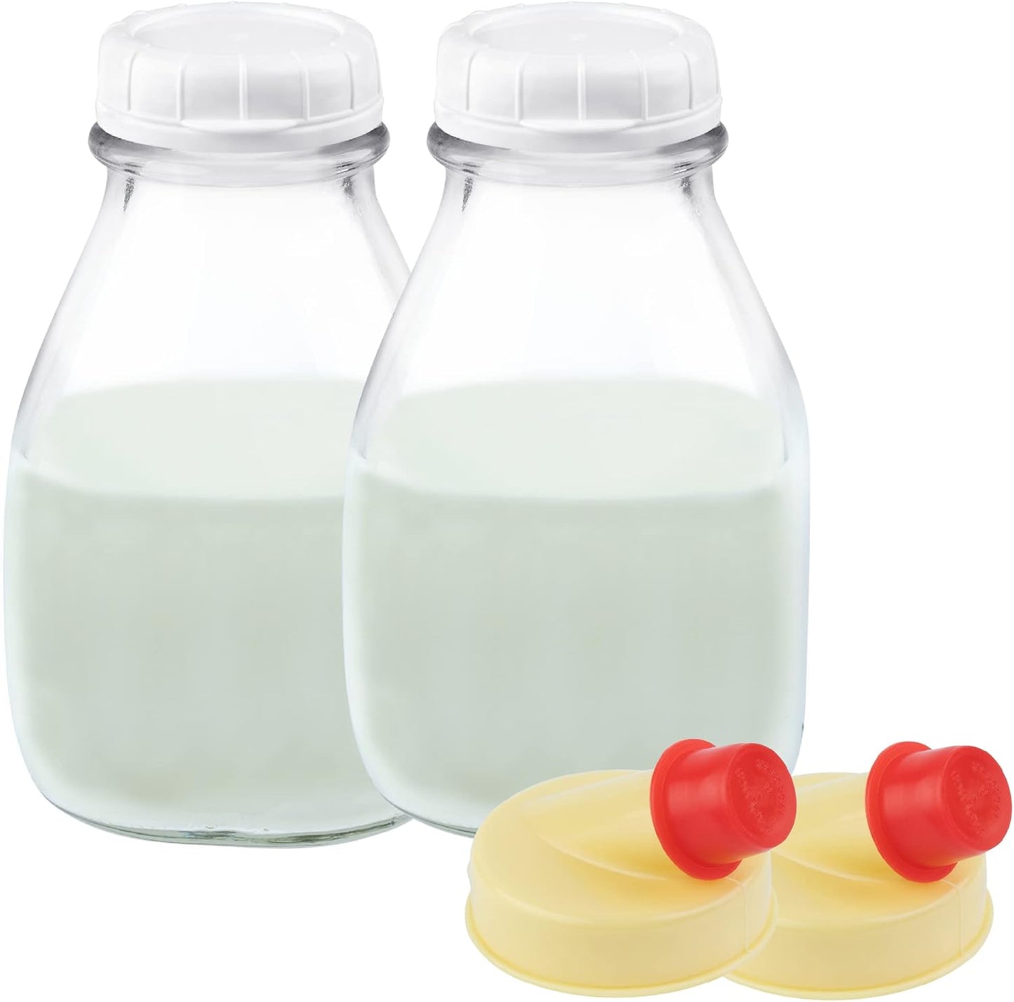 Botella leche vidrio 16oz con tapa boquilla vertido