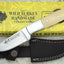 Cuchillo caza hoja fija hueso camel funda cuero
