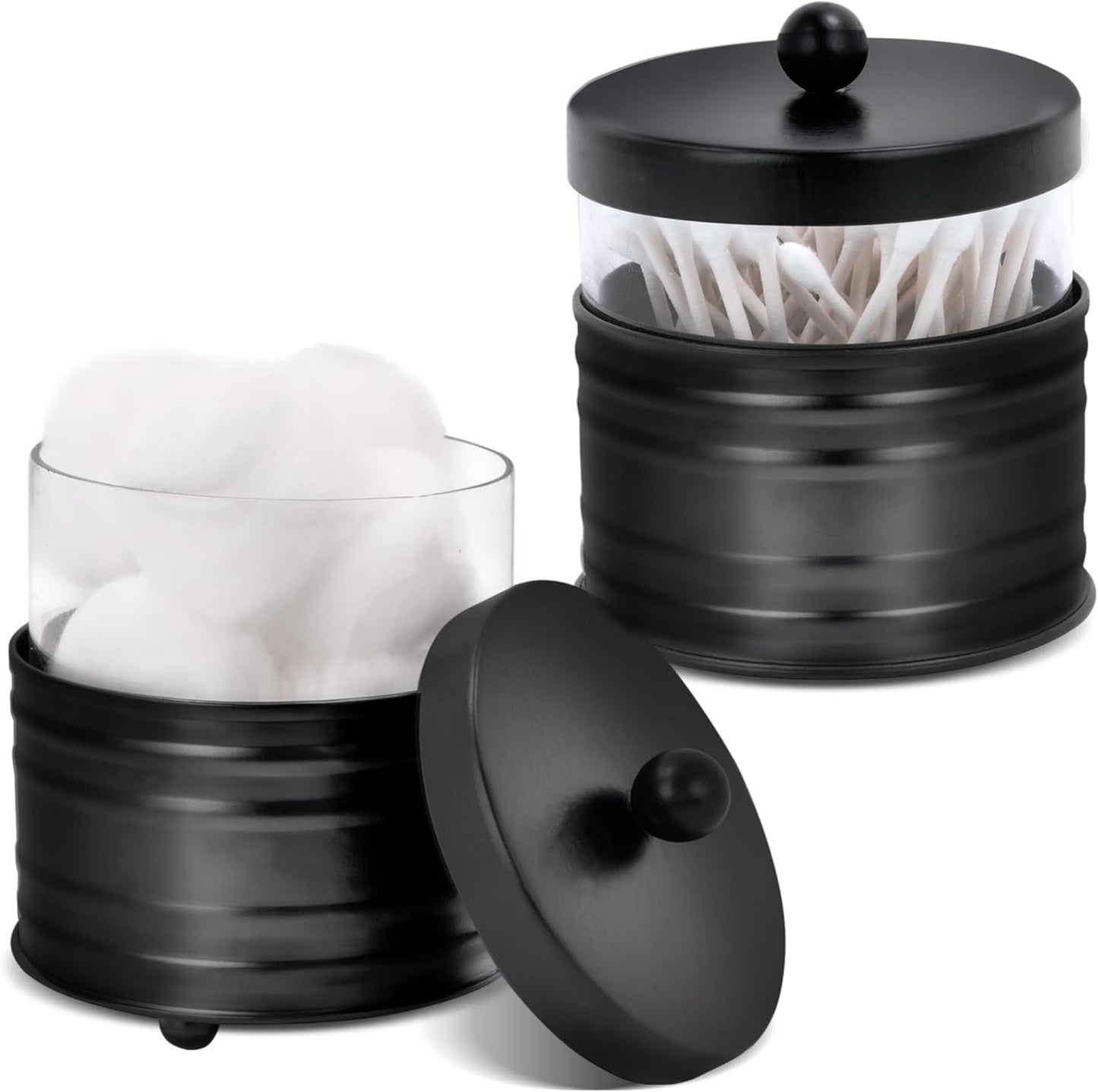 Set 2 Tarros Vidrio Negro con Tapas Metal Boticario