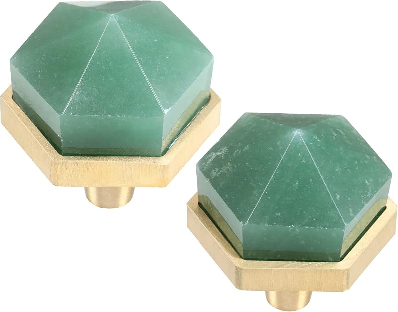 2 Pomos Aventurina Verde Cristal Facetado para Cajones