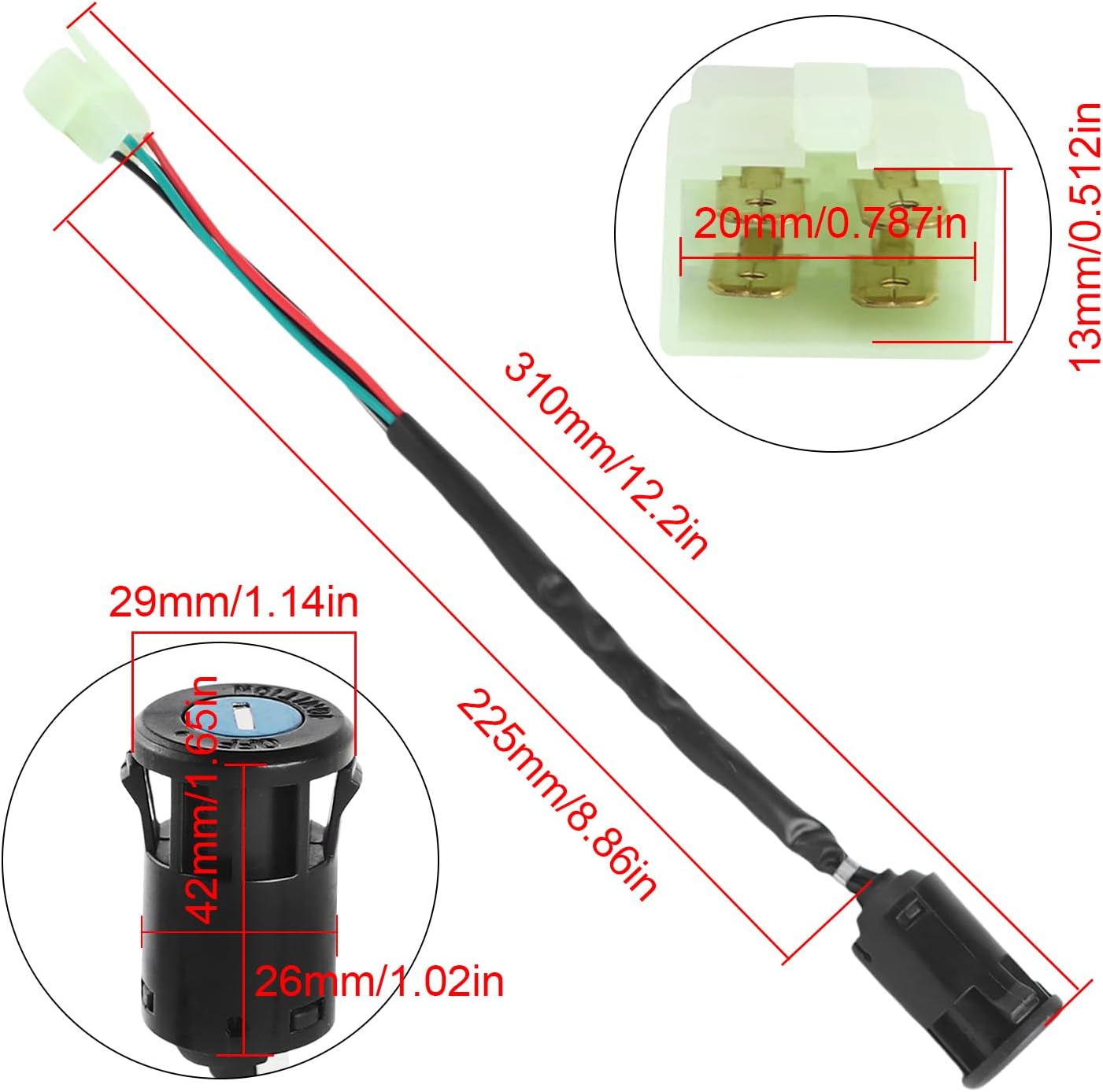Interruptor encendido 4 pines para Quad ATV 50-125cc