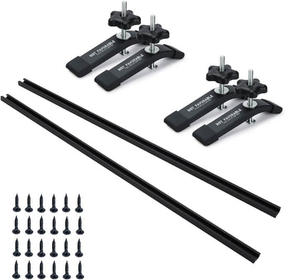 2 Pistas T Aluminio 48pulg Carpintería Anodizado Negro