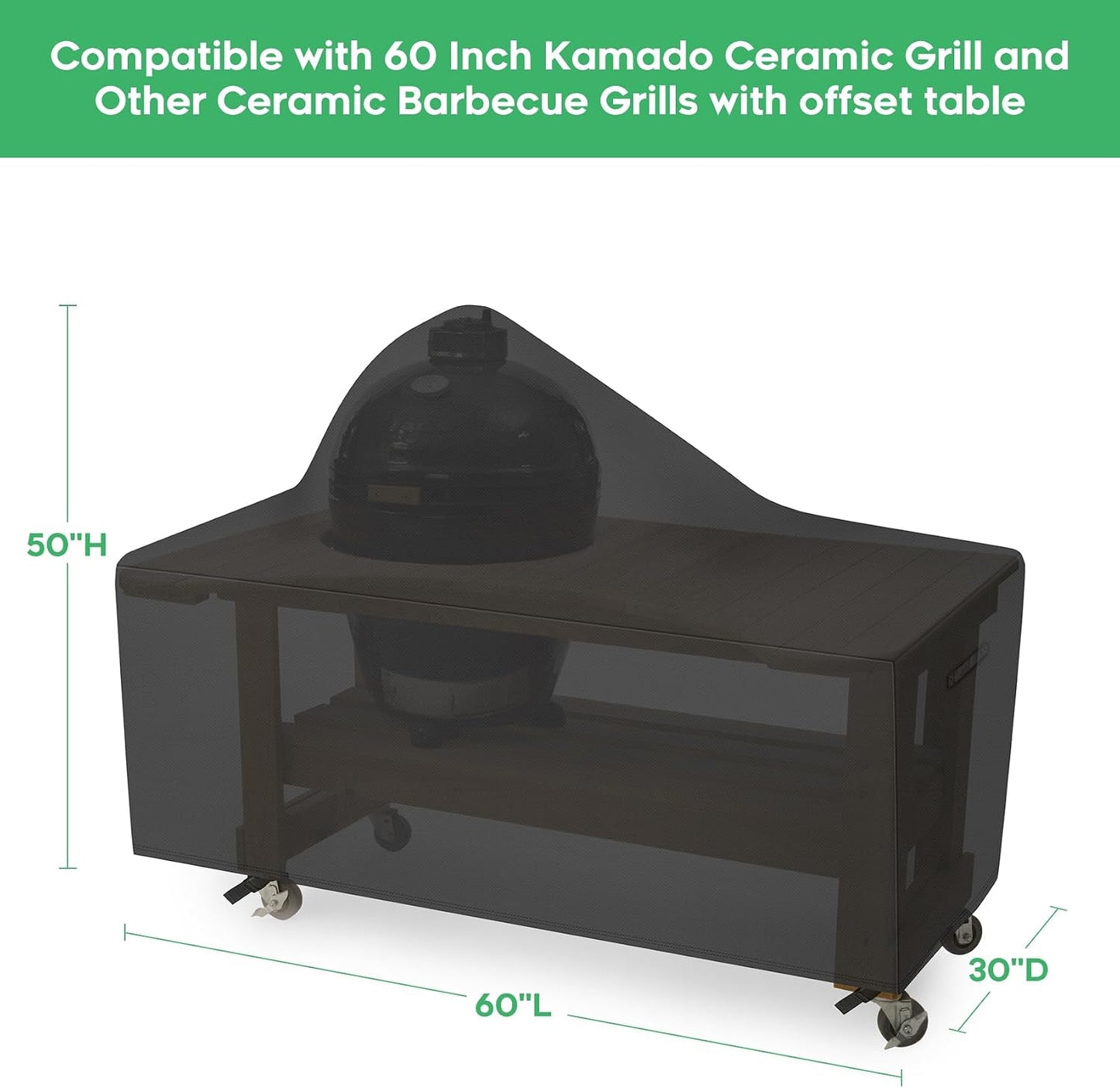 Cubierta parrilla 600D para Kamado 60pulg y cerámica 60x30x50pulg