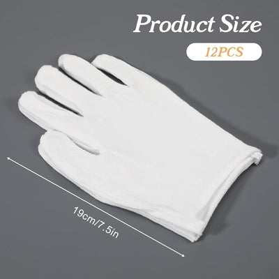 12 Pzas Guantes Algodón Blanco para Hidratación y Trabajo
