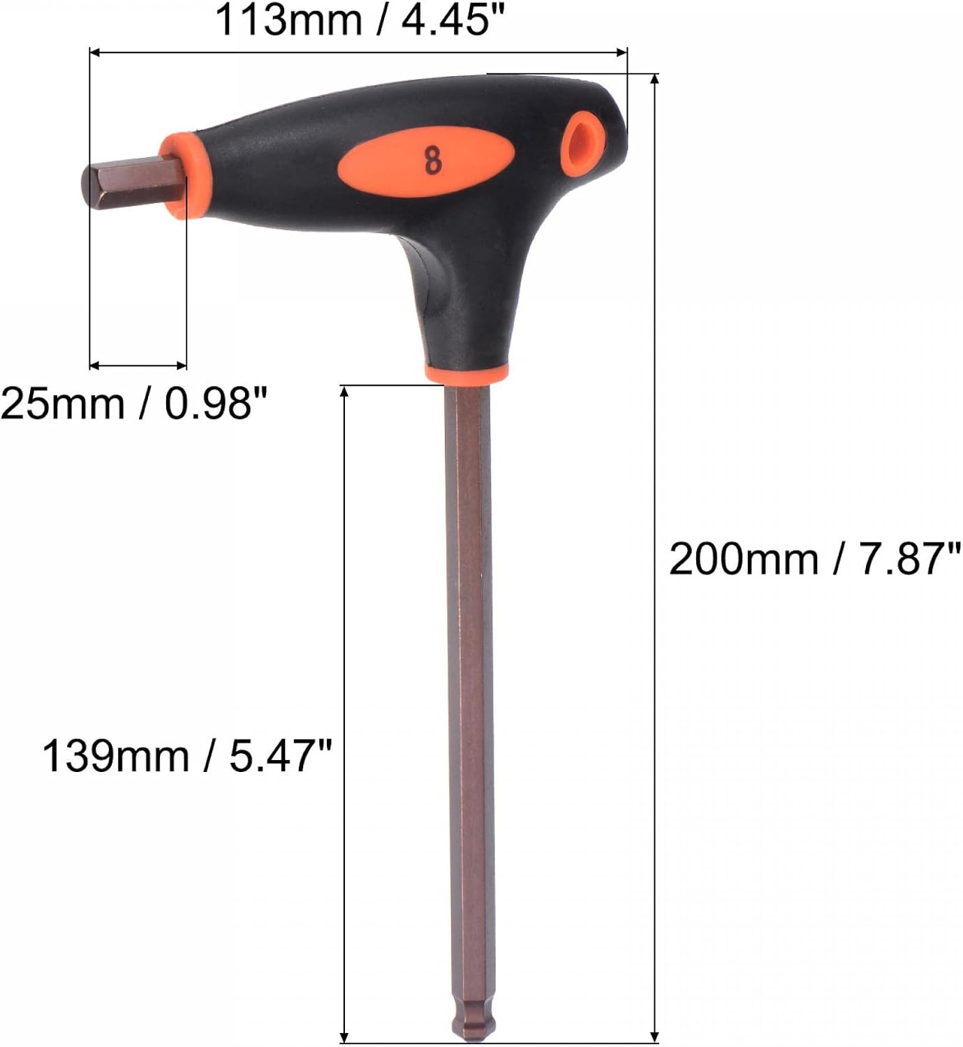 Llave inglesa T con extremo bola 26.2pulg acero métrico
