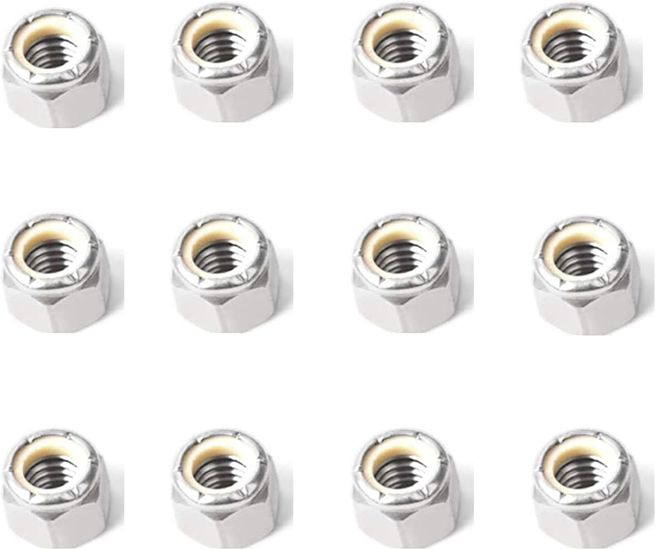 Tuercas seguridad hex 8-32 acero inox 304 brillante