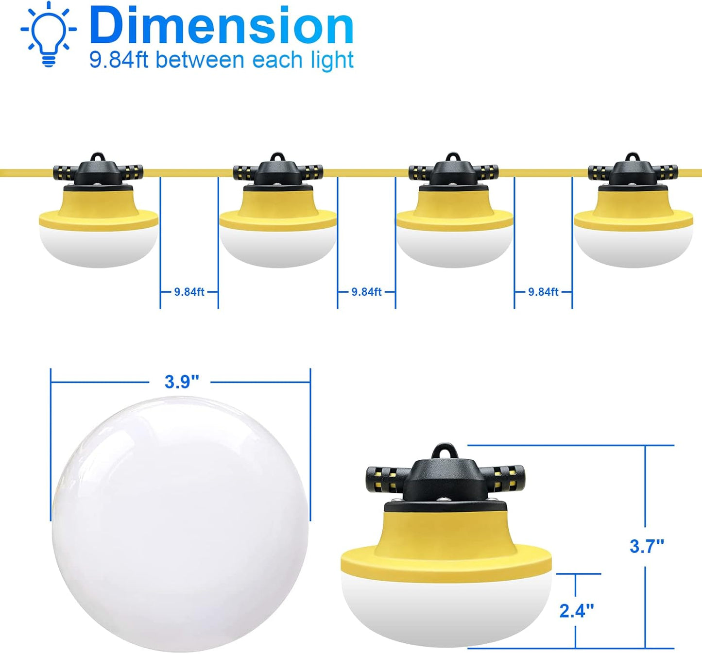 Luces cadena LED 200ft grado industrial para construcciones