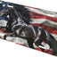 Placa matrícula aluminio caballo negro bandera americana
