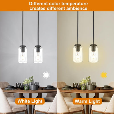 2 Luces colgantes isla cocina negro vidrio transparente