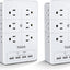 Protector sobretensiones 2 enchufes 4 USB 4.8A pared