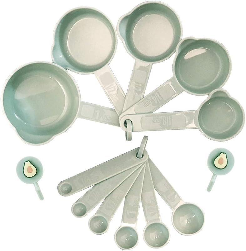 Set 11 Tazas y Cucharas Medidoras Plástico Color Nórdico Verde