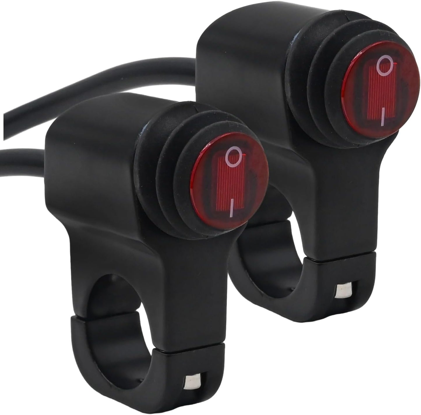 2 Interruptores Manillar Motocicleta 7/8" Rojo 12V Aluminio