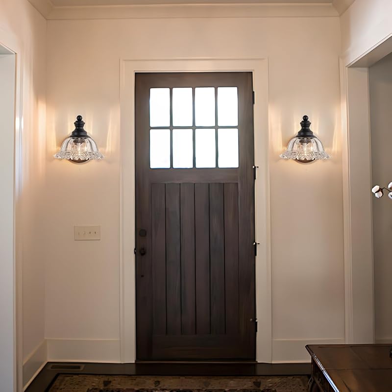 Apliques pared baño luz tocador estilo granja negro