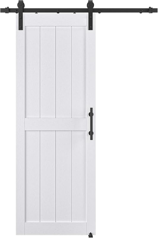Puerta corrediza granero MDF 30x84pulg asa PVC blanco