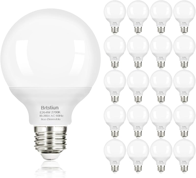 Bombillas LED G25 redondas baño E26 600lm 20 Pzas