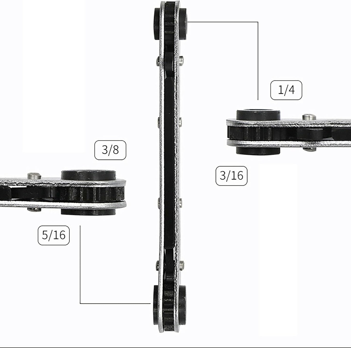 Llave trinquete 4en1 SAE 3/16-5/16 pulg acero alto carbono