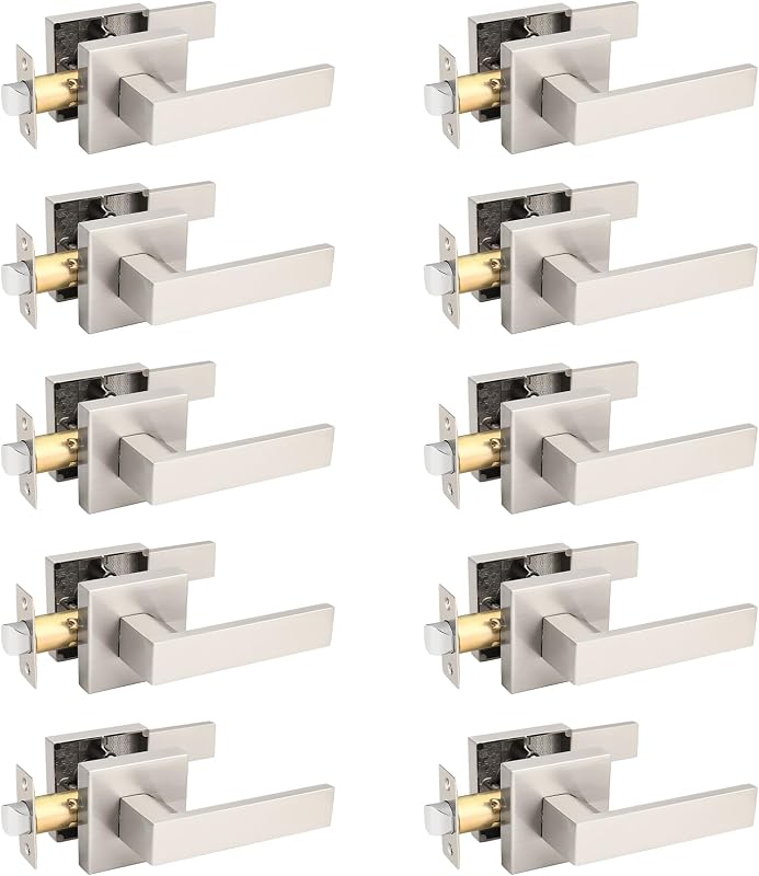 Set 10 Manijas Puerta Níquel Cepillado Sin Llave