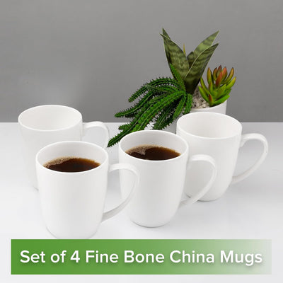 Set 4 Tazas Café Porcelana Fina 16oz Microondas