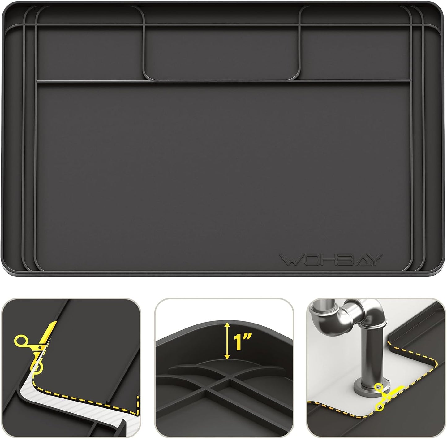 Tapete silicona fregadero impermeable 34x22"