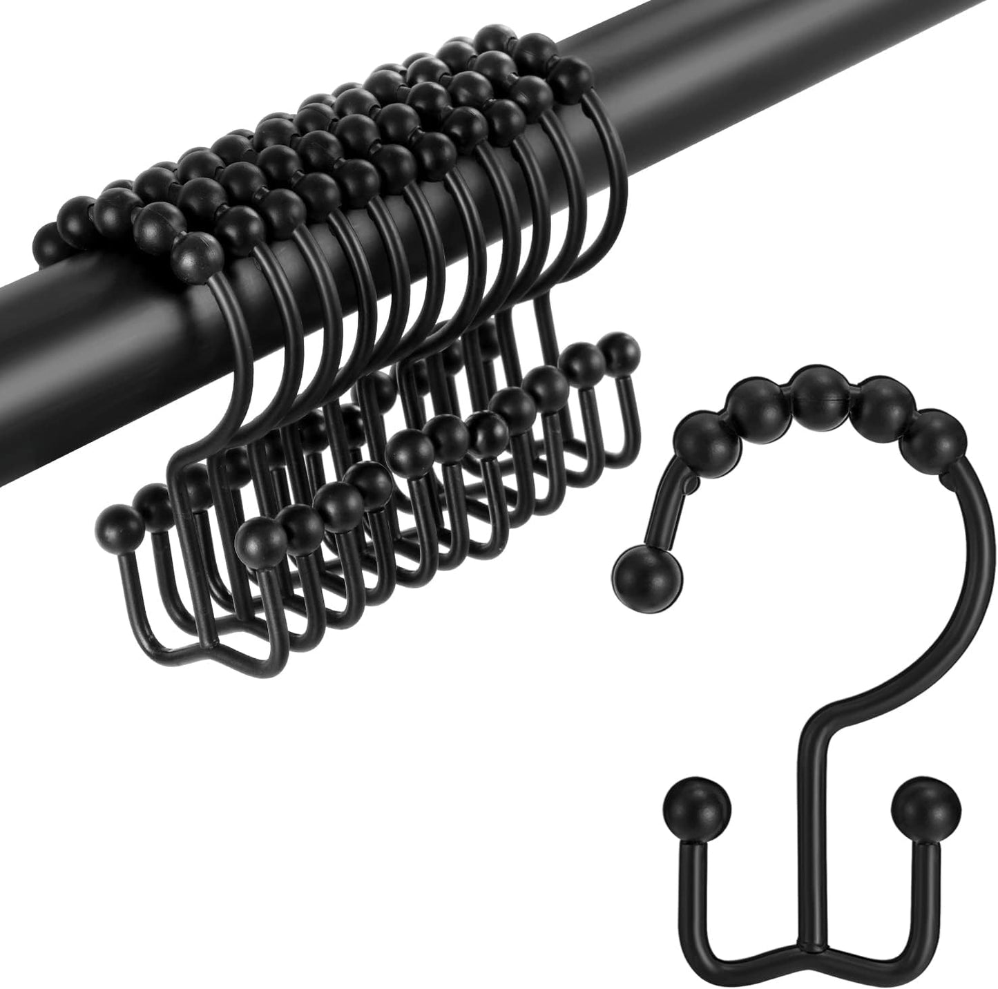 Ganchos ducha doble cara acero inox 12 pzas color negro