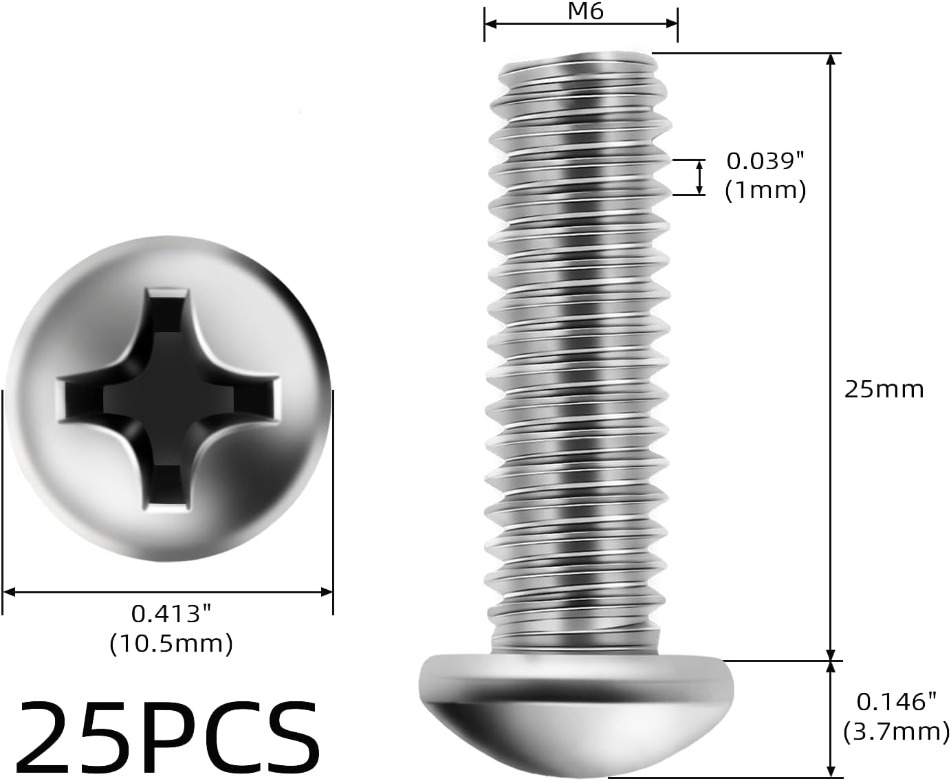 Tornillos M6x25mm acero inox 304 para tomacorriente