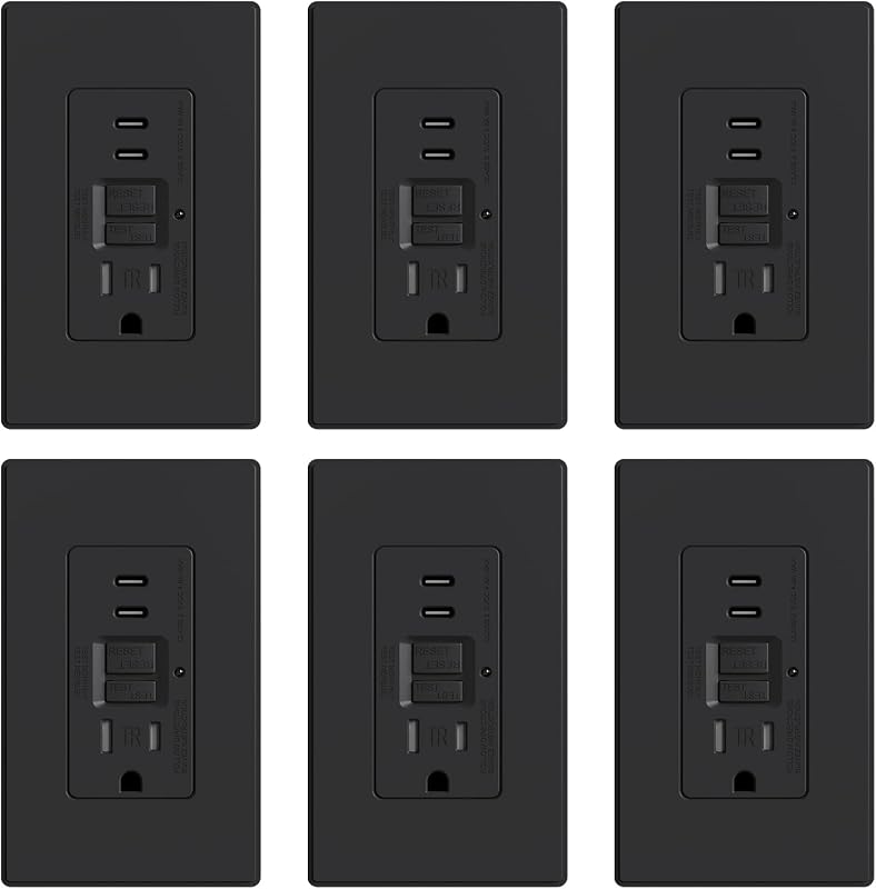 Salida GFCI con puertos USB C 24 W resistente