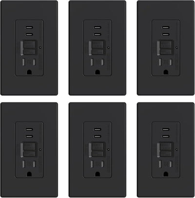 Salida GFCI con puertos USB C 24 W resistente