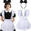 Delantal blanco mujer diadema lazo fiesta halloween