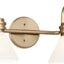 Lámpara baño 2 luces vidrio ópalo bronce champán montaje