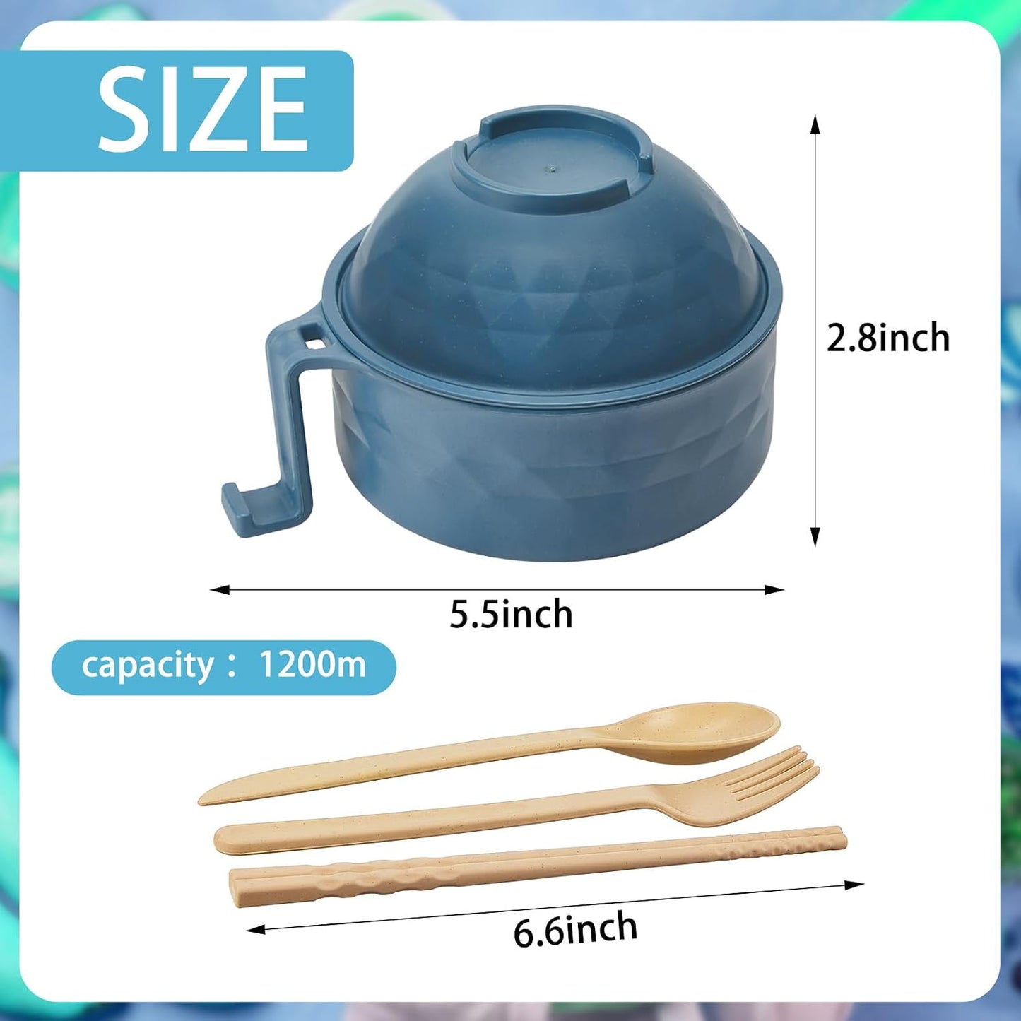 6 Tazones Ramen Microondas 33oz Paja Trigo con Cuchara