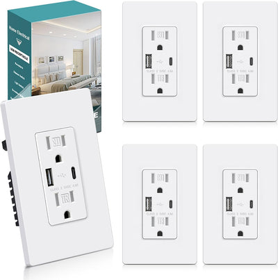 Toma pared USB 24W 15A con puertos C y A 4.8A TR