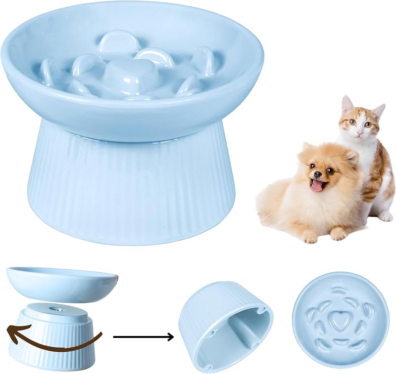 Cuenco elevado antideslizante para gatos y perros 6.2pulg